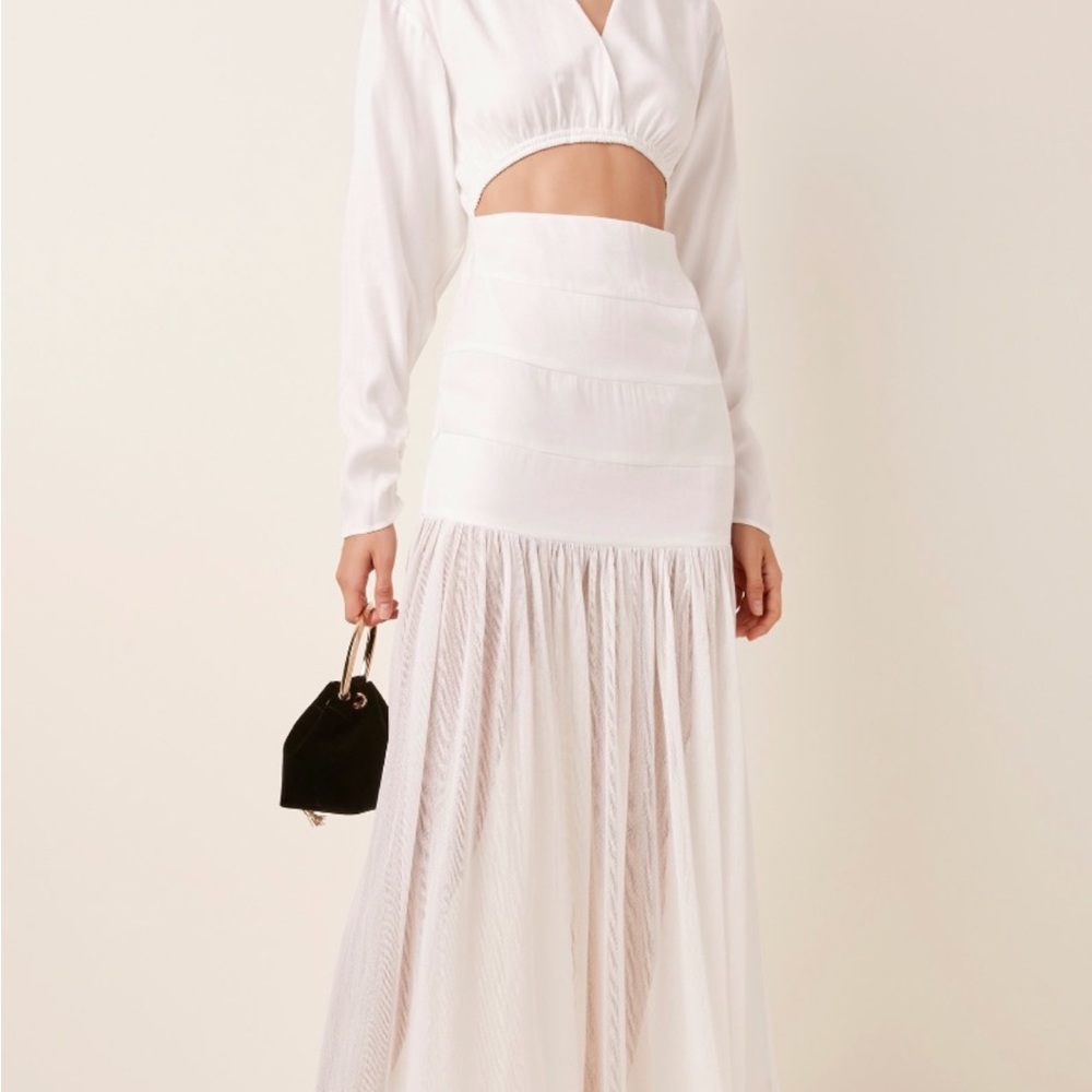 White falling like stars cutout poplin maxi dress